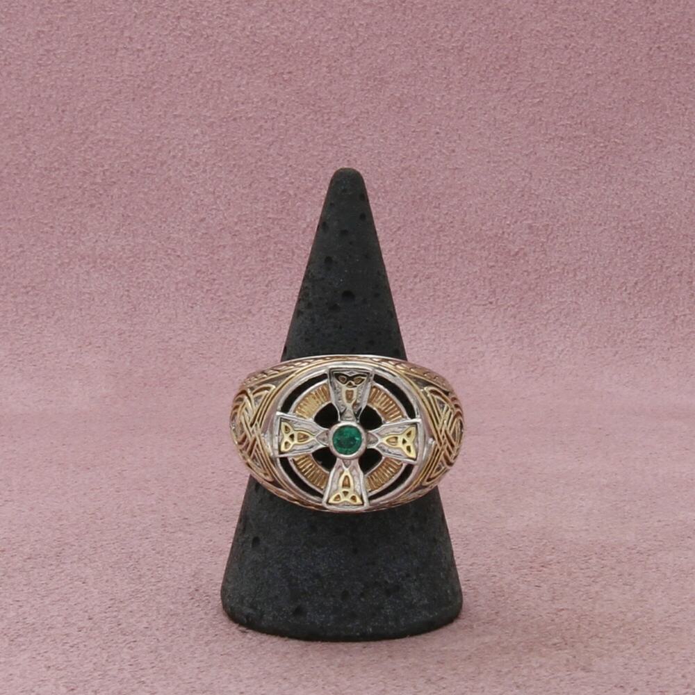 franklin mint sterling silver mens emerald celtic cross signet ring size 11